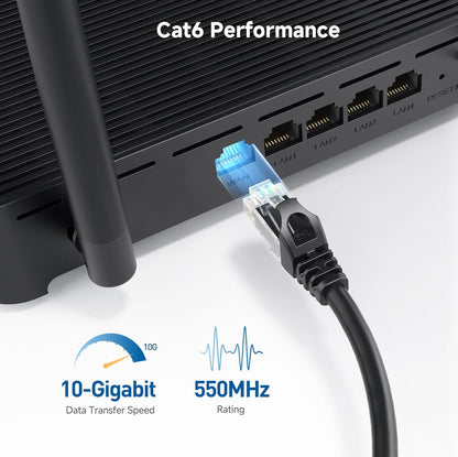 Cable Matters 10Gbps 5-Pack Snagless Short Cat 6 Ethernet Cable - 3ft, Cat 6 Cable, Cat6 Cord, Ethernet Cord, Black