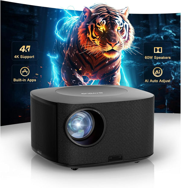 Outdoor-Projector-4K with WiFi and Bluetooth:[Ultra-High Bright/60W Dolby Audio/Official Licensed Apps],Smart-Projector with AI Auto Focus,ONOAYO ONO5Pro 2.0 Movie Projector for Indoor/Outdoor 2026New