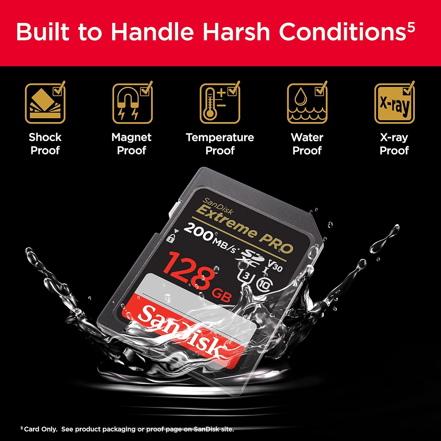 SANDISK 128GB Extreme PRO SDXC UHS-I Memory Card - C10, U3, V30, 4K UHD, SD Card - SDSDXXD-128G-GN4IN
