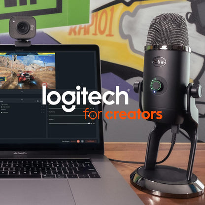Logitech Creators Blue Yeti USB Microphone for PC, Mac, Gaming, Recording, Streaming, Podcasting, Studio and Computer Condenser Mic with Blue VO!CE effects, 4 Pickup Patterns, Plug and Play - Blackout