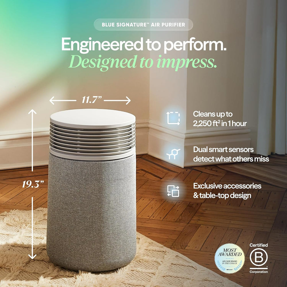 BLUEAIR Blue Signature SP3i Air Purifier for Medium Rooms up to 498 sq ft, HEPASilent Filtration, WiFi Smart Control, Auto Mode, Odor & Smoke Removal, Pet Hair & Dust, AHAM Verified, Table Design