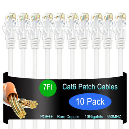 Cat6 Ethernet Patch Cable 6 ft (10 Pack), Cat6 Patch Cable for Data Centers, Cat 6 Patch Cable 10G, Network Patch Cables for Home and Enterprise Network -Black