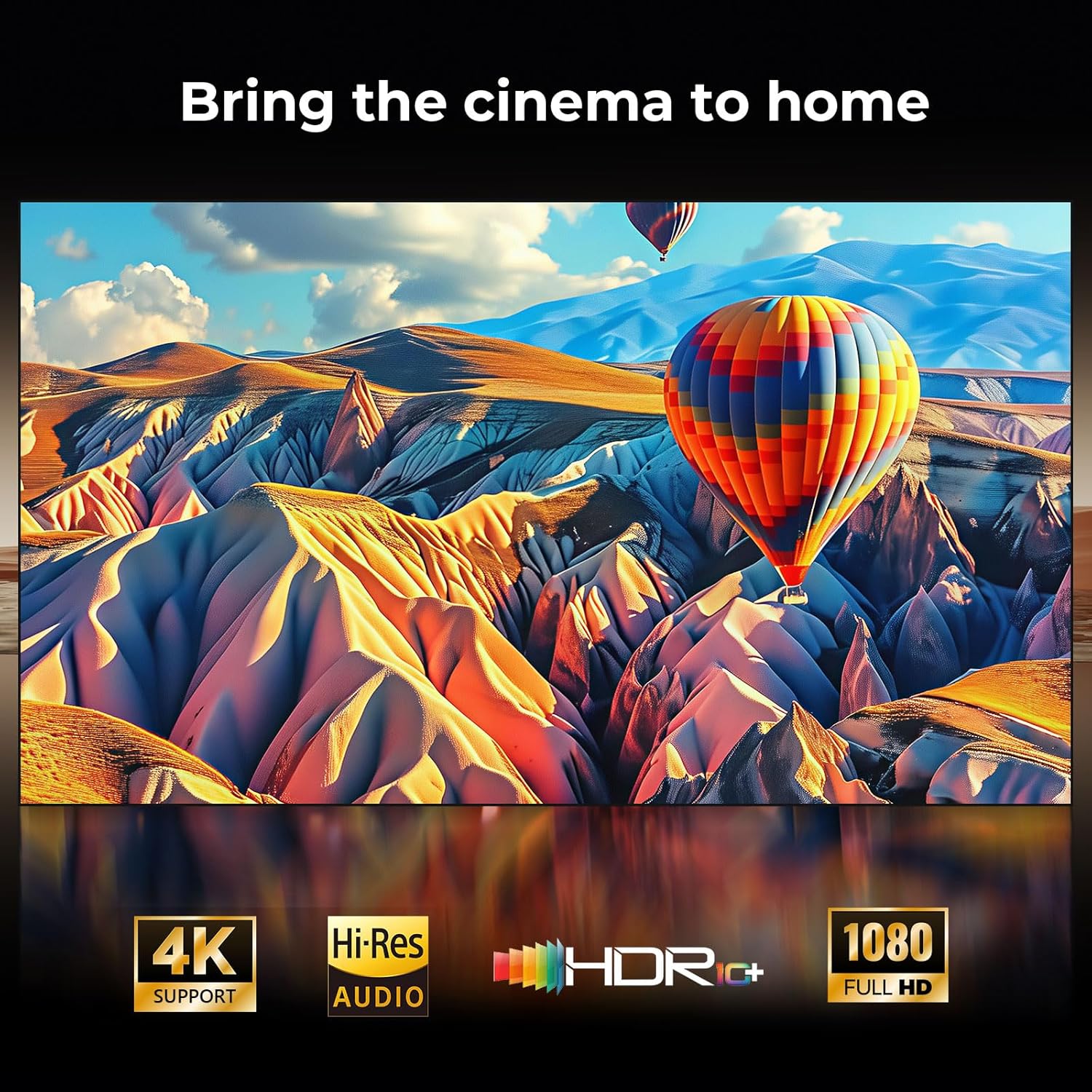 Outdoor-Projector-4K [Built-in Google TV/180°Rotatable Stand/Voice Control/E-Focus],Sovboi Smart-Movie-Projector with WiFi6 and Bluetooth, 2500 Brightness Portable-Proyector for 10,000+ Streaming Apps