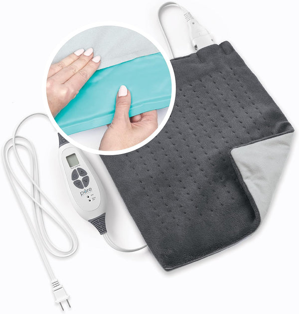 Pure Enrichment® PureRelief® Duo 2-in-1 Heating Pad with Removable XL Hot/Cold Gel Pack, Soft Microplush Pad Warms Up in Seconds, Ideal for Back Pain, Cramps, & Muscle Aches in Legs & Shoulders (Gray)