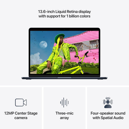 Apple 2026 MacBook Air 13-inch Laptop with M5 chip: Built for AI, 13.6-inch Liquid Retina Display, 16GB Unified Memory, 512GB SSD, 12MP Center Stage Camera, Touch ID, Wi-Fi 7; Midnight