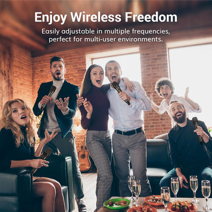 TONOR Wireless Microphones System with 4x10 Channels Cordless Handheld Microfono Inalambrico, 60 m/200FT UHF Range, Mics with Stable Signal Transmission for Karaoke Singing Party Church Wedding