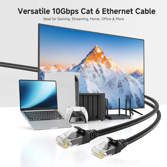 Cable Matters 10Gbps 5-Pack Snagless Short Cat 6 Ethernet Cable - 3ft, Cat 6 Cable, Cat6 Cord, Ethernet Cord, Black