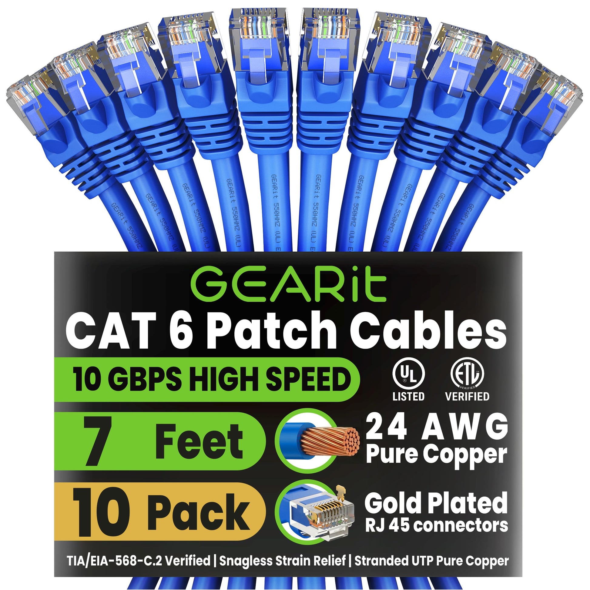 GEARit Cat 6 Ethernet Cable (20-Pack 5 Feet) Cat6 Network Patch, 10Gbps, RJ45, Snagless Cord, Gold-Plated Connectors, Internet for PC, TV, Tablet, Router, Printer, Servers, IT Data Center - Yellow