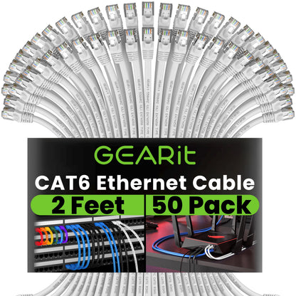 GEARit Cat 6 Ethernet Patch Cable 10 ft Black (10 Pack) Cat6 Patch Cables 10ft Black/Ethernet Patch Cable, 10Gbps 550MHz 24AWG Pure Copper, Snagless, Gold Plated RJ45 for Router, Server, Router, PC